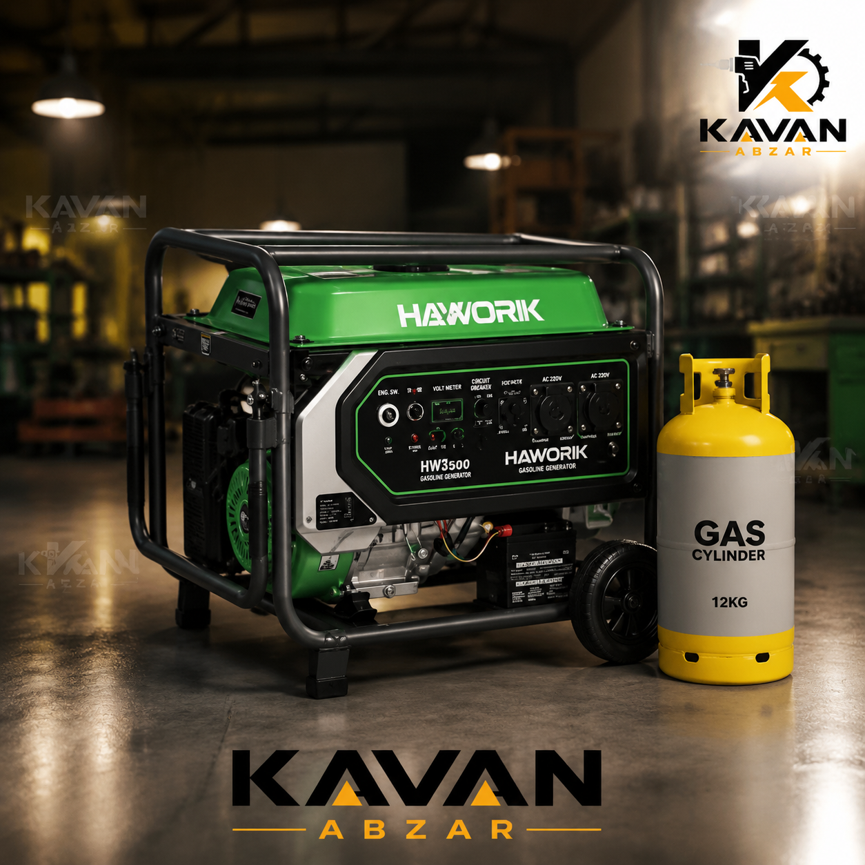 موتور برق ٣گانه سوز ٨.٥ كيلووات (بنزين،lpg،cng) برند هاي وورك مدل HWG-8850LP