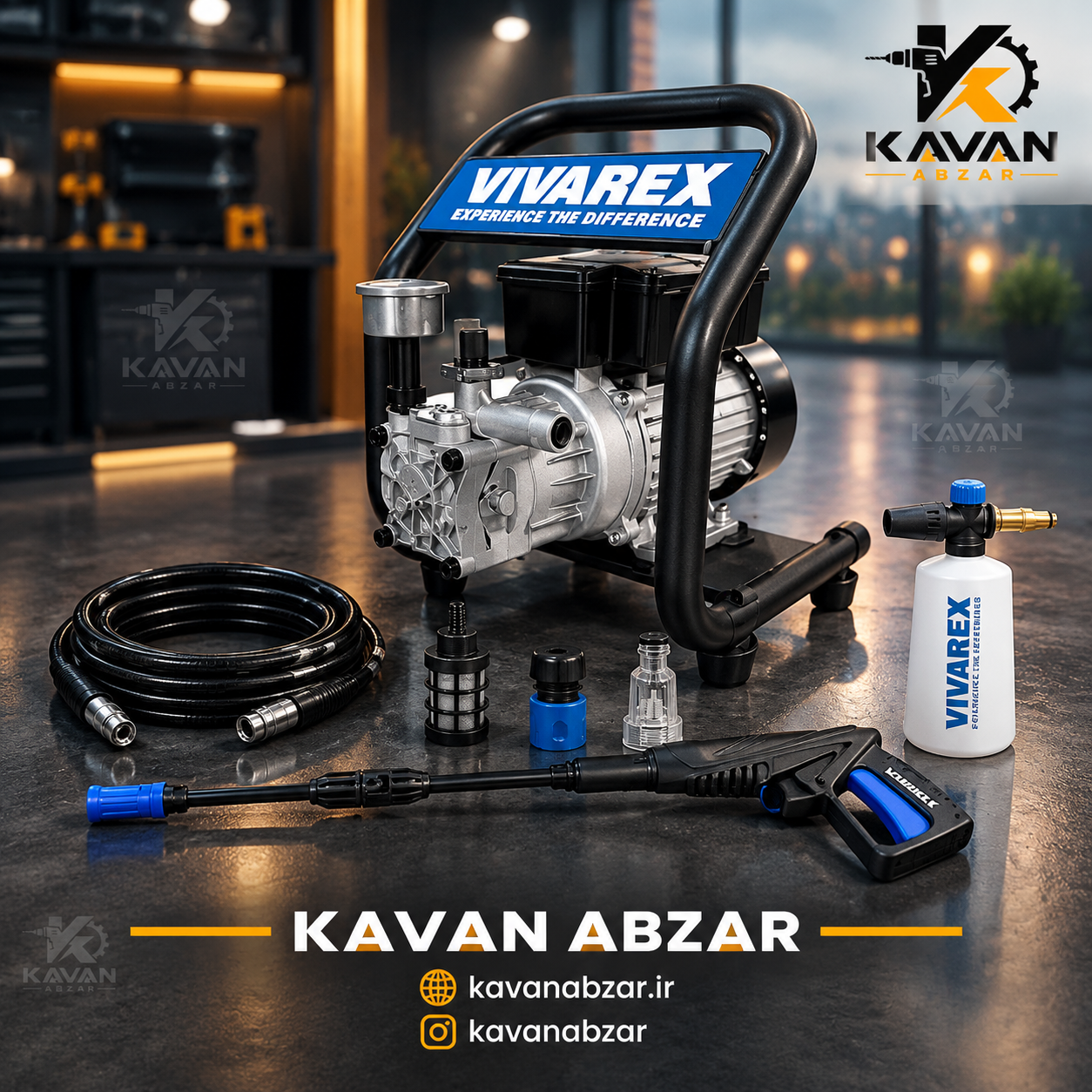 کارواش دینامی ١۶٠ بار شاسی دار برند ویوارکس مدل VR8160-PW